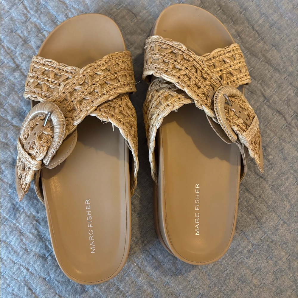 Marc Fisher Tan Woven Sandals